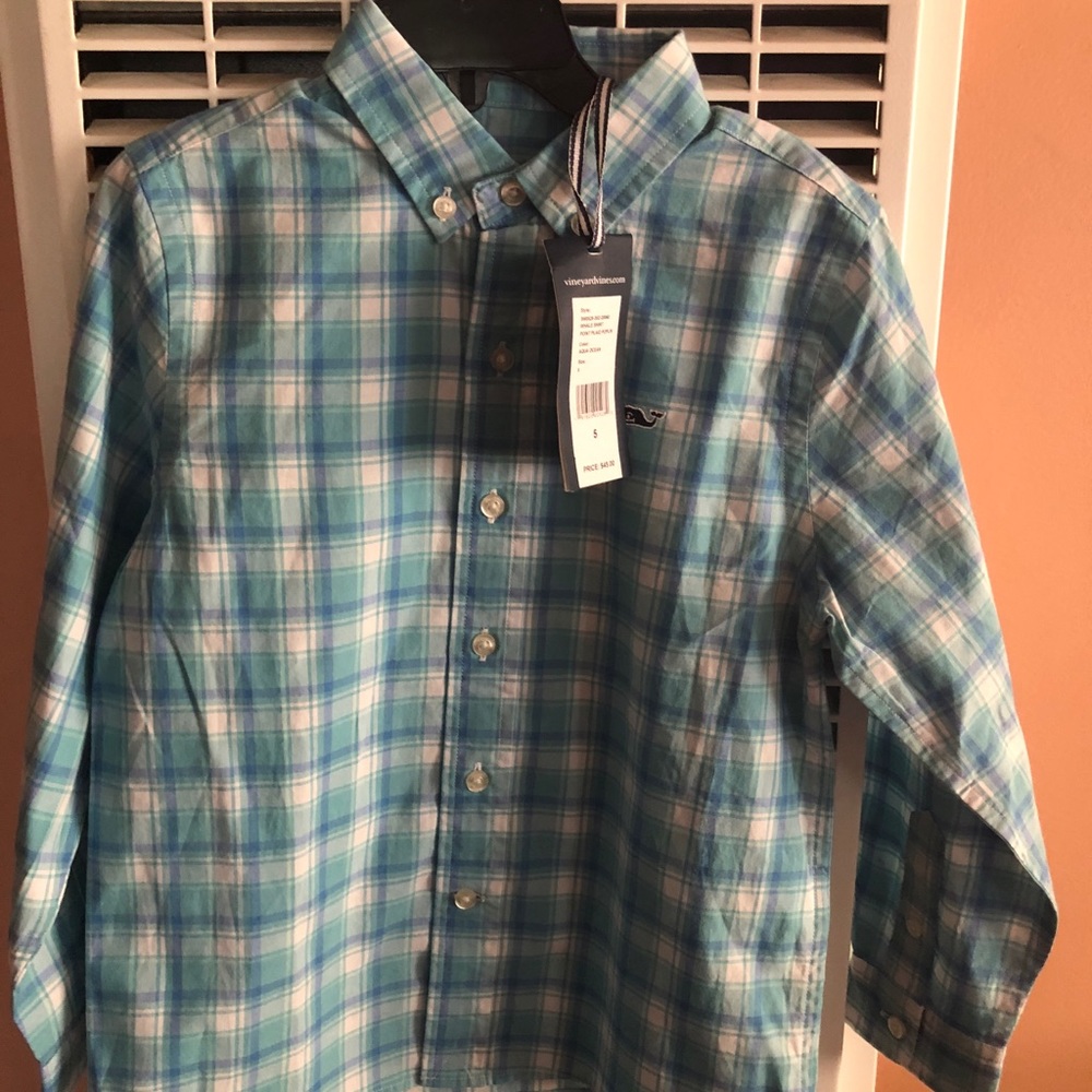 Vineyard Vines Whale Shirt Point Plaid Poplin